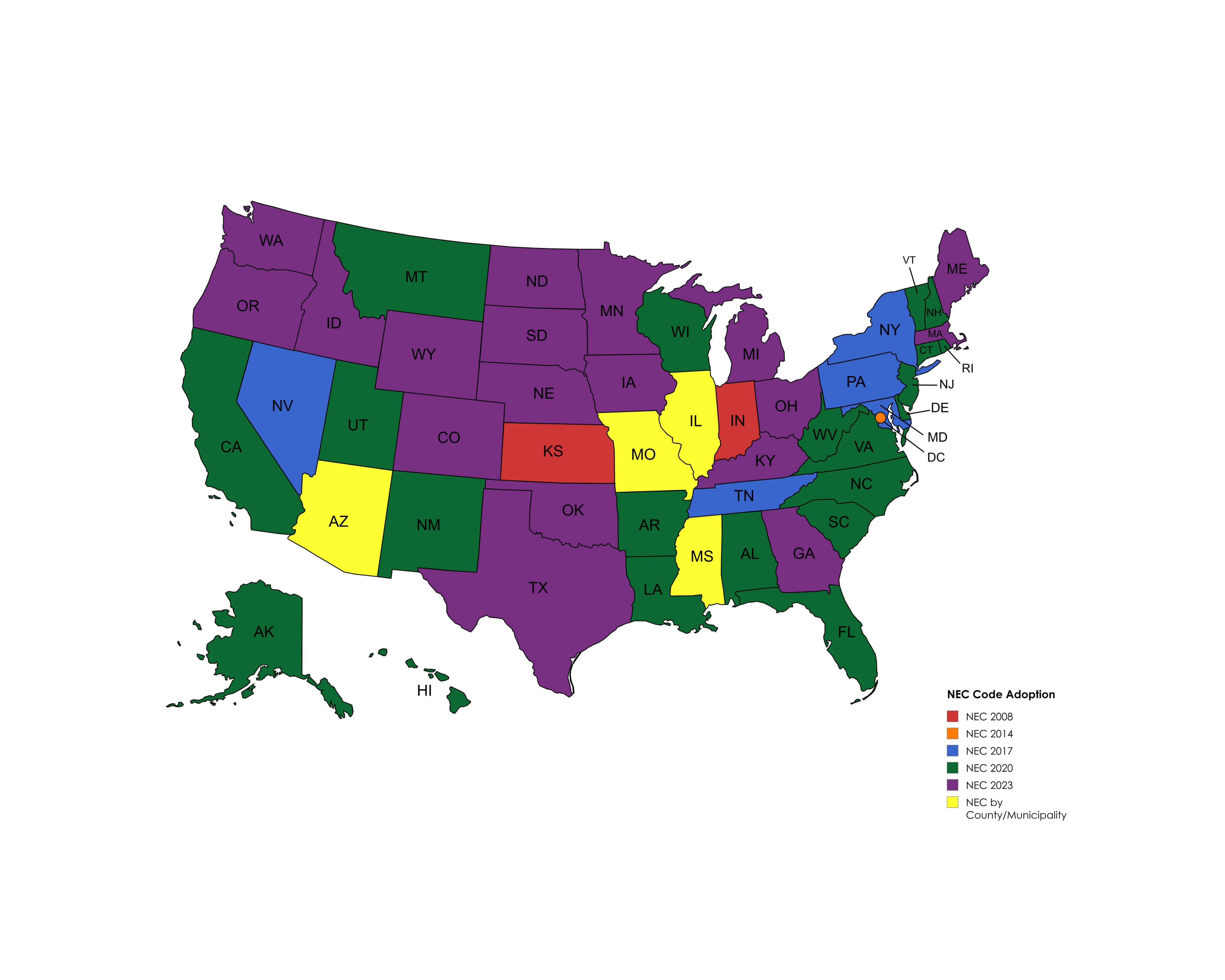 Image for NEC Map by State: 7/1/25